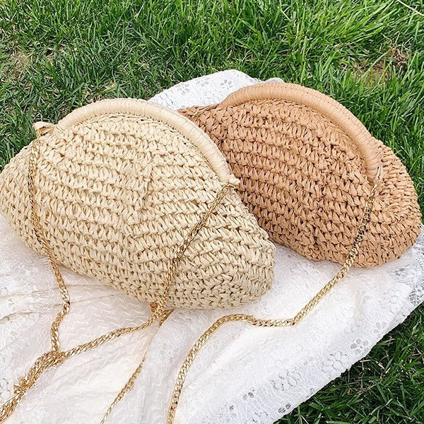 Cloud Woven Straw Chain Bag