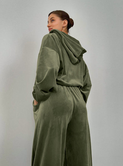 Velvet Hooded Pant Set