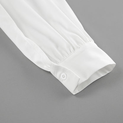 Cinched Pleated Long Sleeve Shirt