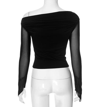 Cold-shoulder Voile Irregular Top