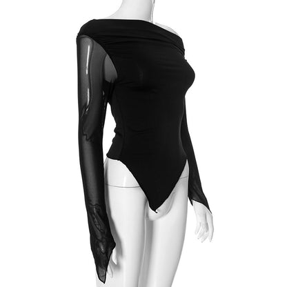 Cold-shoulder Voile Irregular Top