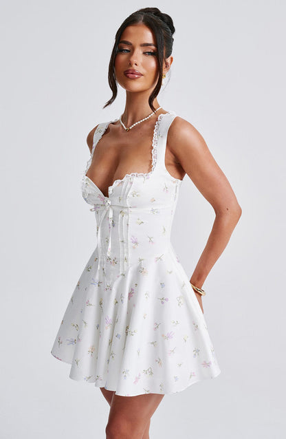 Tailored Tie Back Floral Dress