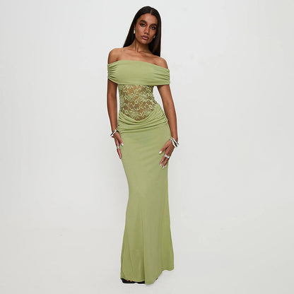 Off-the-shoulder Lace Long Dress