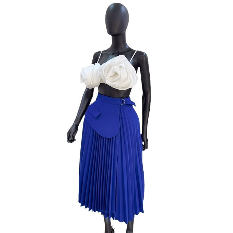 High Waist Irregular Pleated Skirt