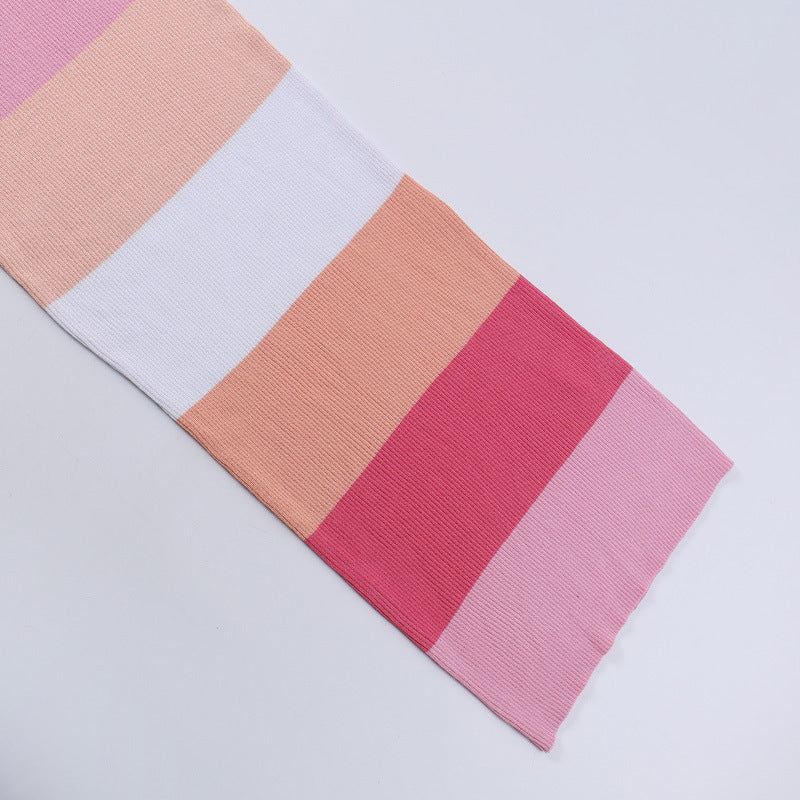Color Blocking Woolen Dress