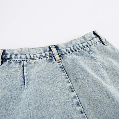 Retro Long Denim Skirt