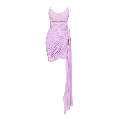 Hip-wrapped Draped Dress