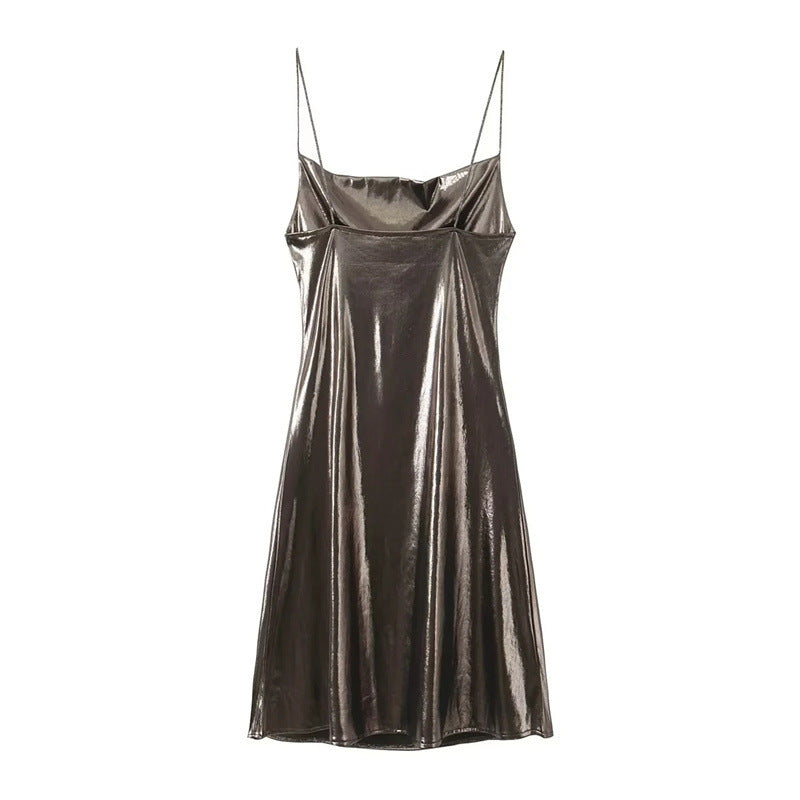 Low Metallic Sling Dress