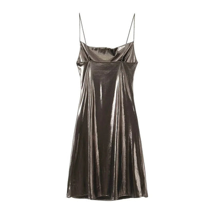 Low Metallic Sling Dress