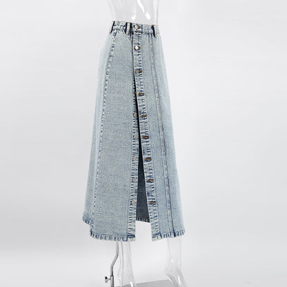 Retro Long Denim Skirt