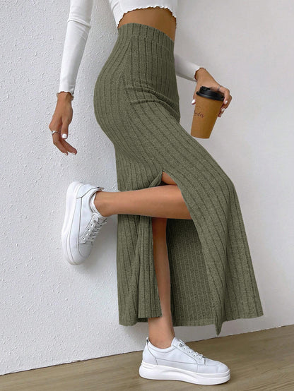 Long Skirt High Waist With Side Slit