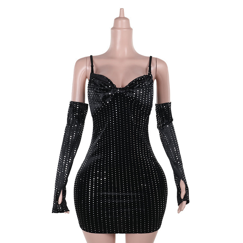 Shiny Velvet Sheath Dress