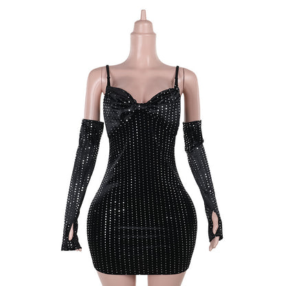 Shiny Velvet Sheath Dress