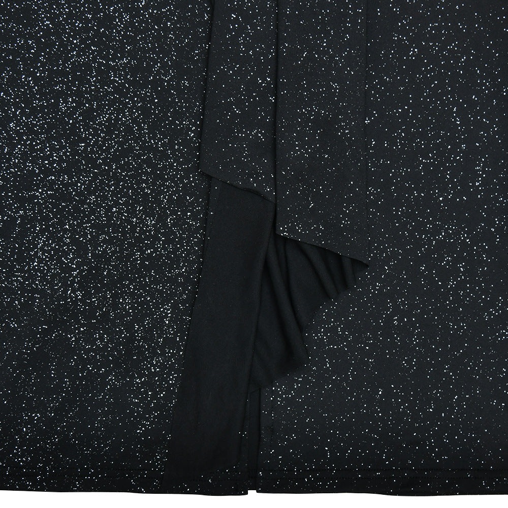 Deep V-neck Ribbon Fitting Dress