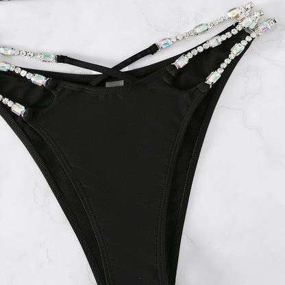 Rhinestone strappy bikini  bottom