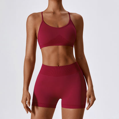 Seamless Strap Back Shorts Set