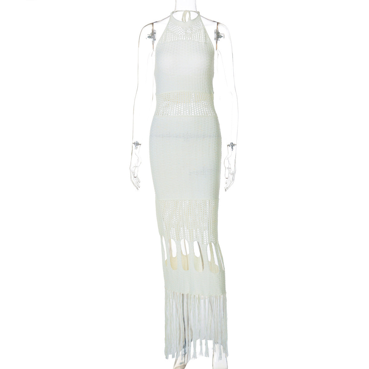 Knitted Tassel Hollow Dress