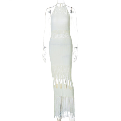 Knitted Tassel Hollow Dress