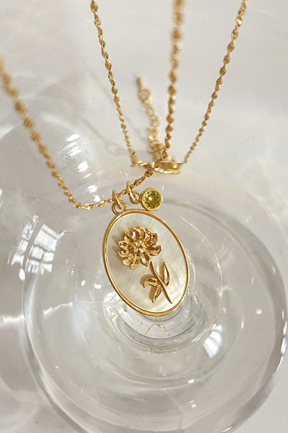 14K gold plated pendant necklaces with feminine floral design