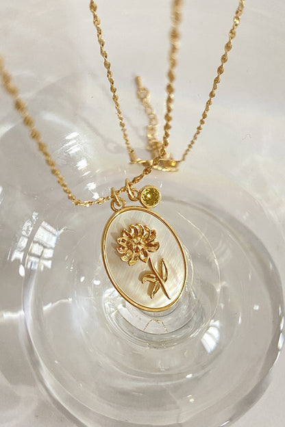 14K gold plated pendant necklaces with feminine floral design