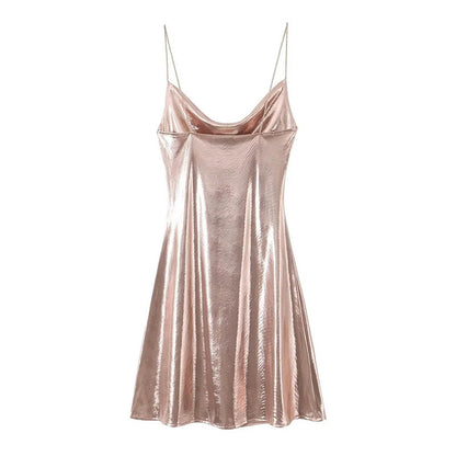 Low Metallic Sling Dress