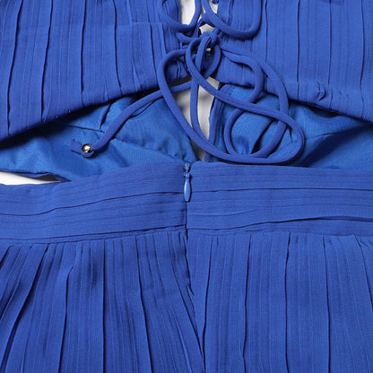 Ruffled Pleated High Slit Dress