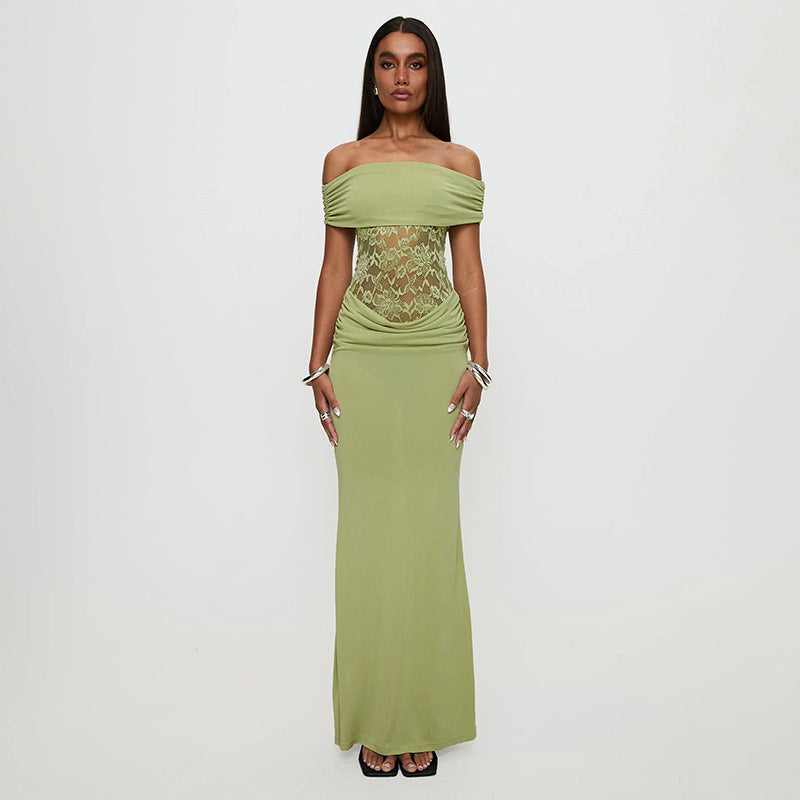 Off-the-shoulder Lace Long Dress