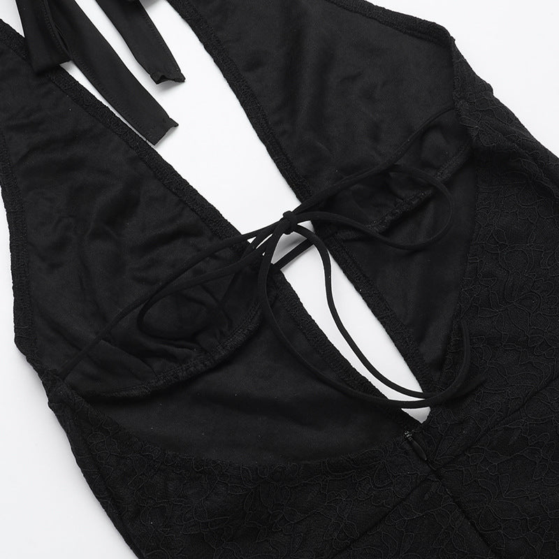 Slim-fit Lace V-neck Jumpsuit