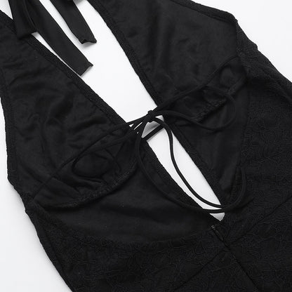 Slim-fit Lace V-neck Jumpsuit