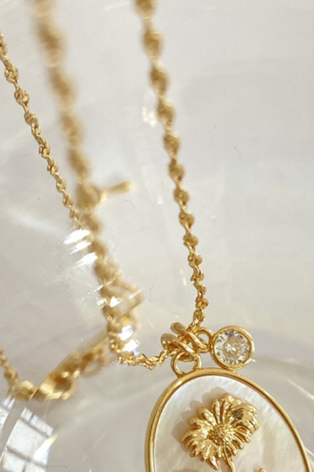 14K gold plated pendant necklaces with feminine floral design