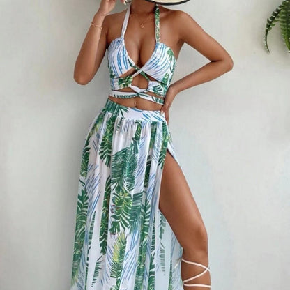 Three Piece Printed Long Skirt Set