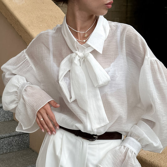 Bow Tie See-through Shirt
