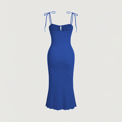 Drawstring Lace Slim Fishtail Dress
