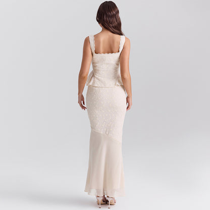 Lace Top Fishtail Skirt Set