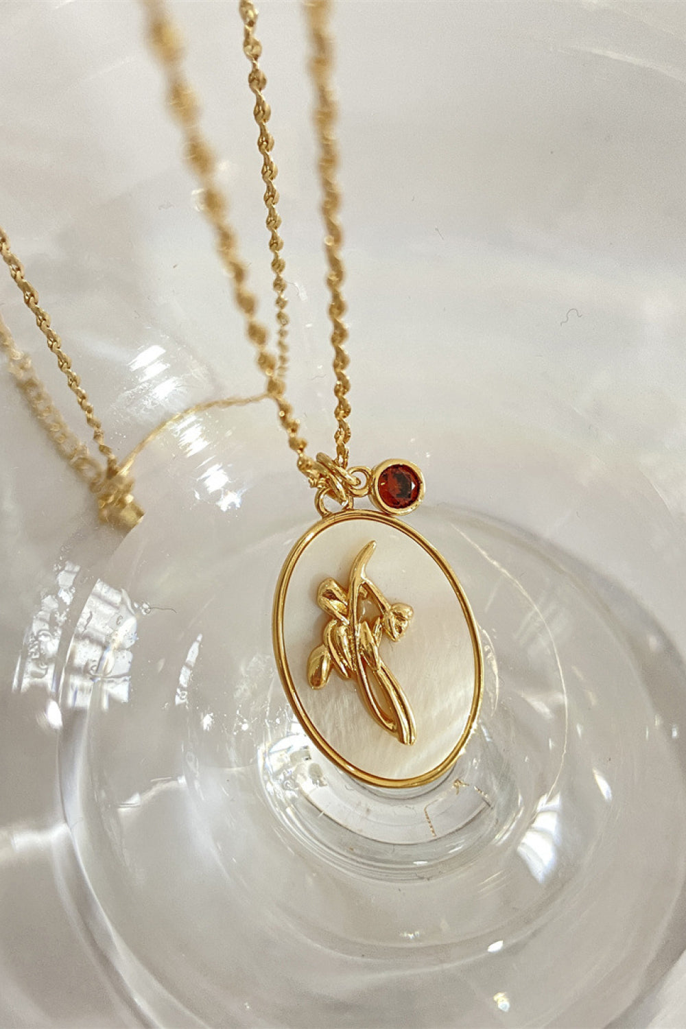 14K gold plated pendant necklaces with feminine floral design