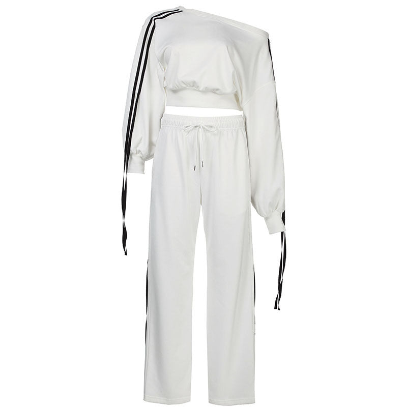 Ribbon Pullover Loose Pant Set