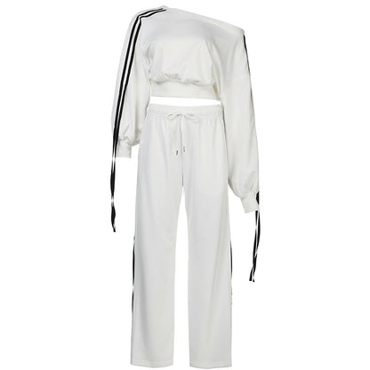 Ribbon Pullover Loose Pant Set