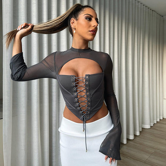 Mesh Neck Lace Top