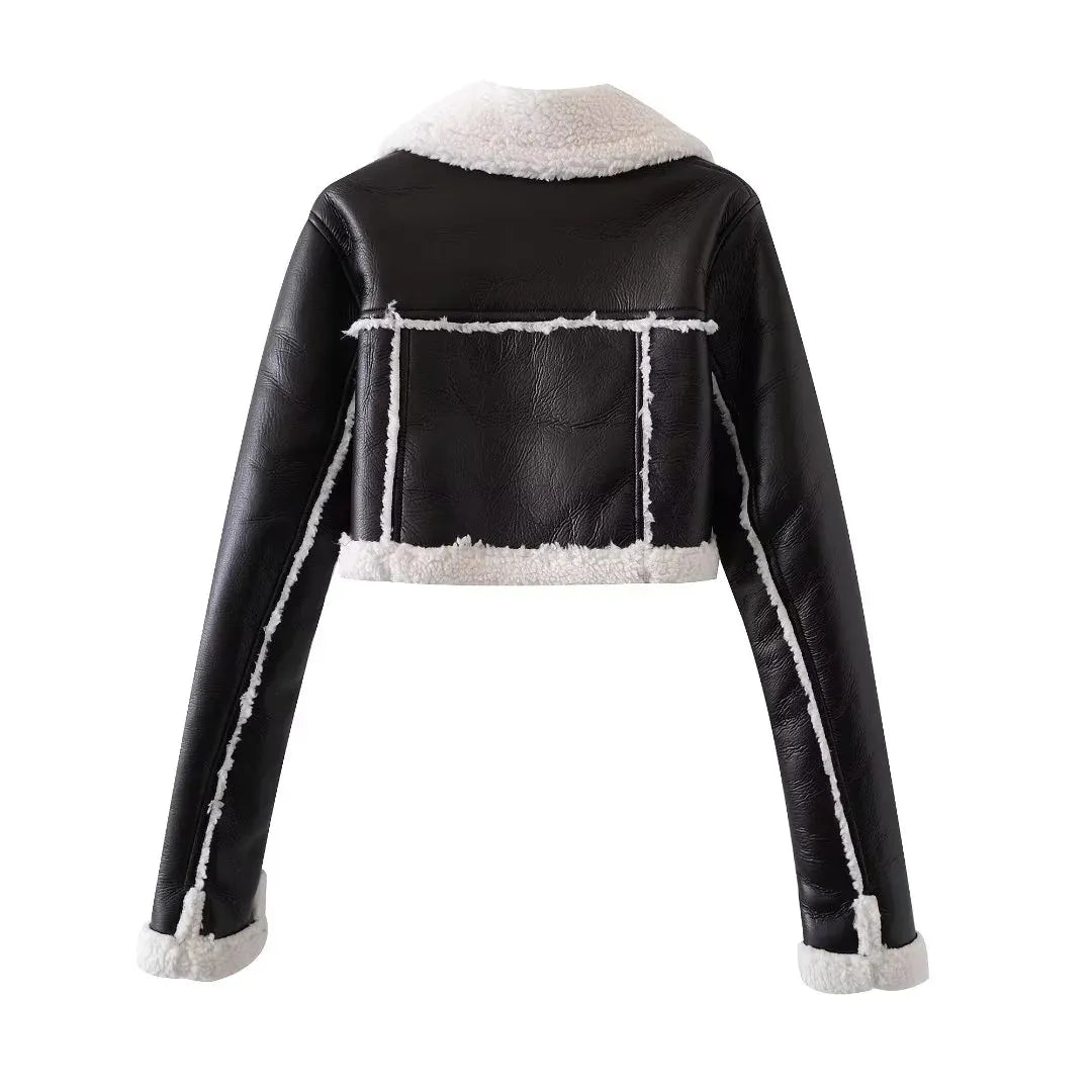 Short Faux Motorcycle  Coat