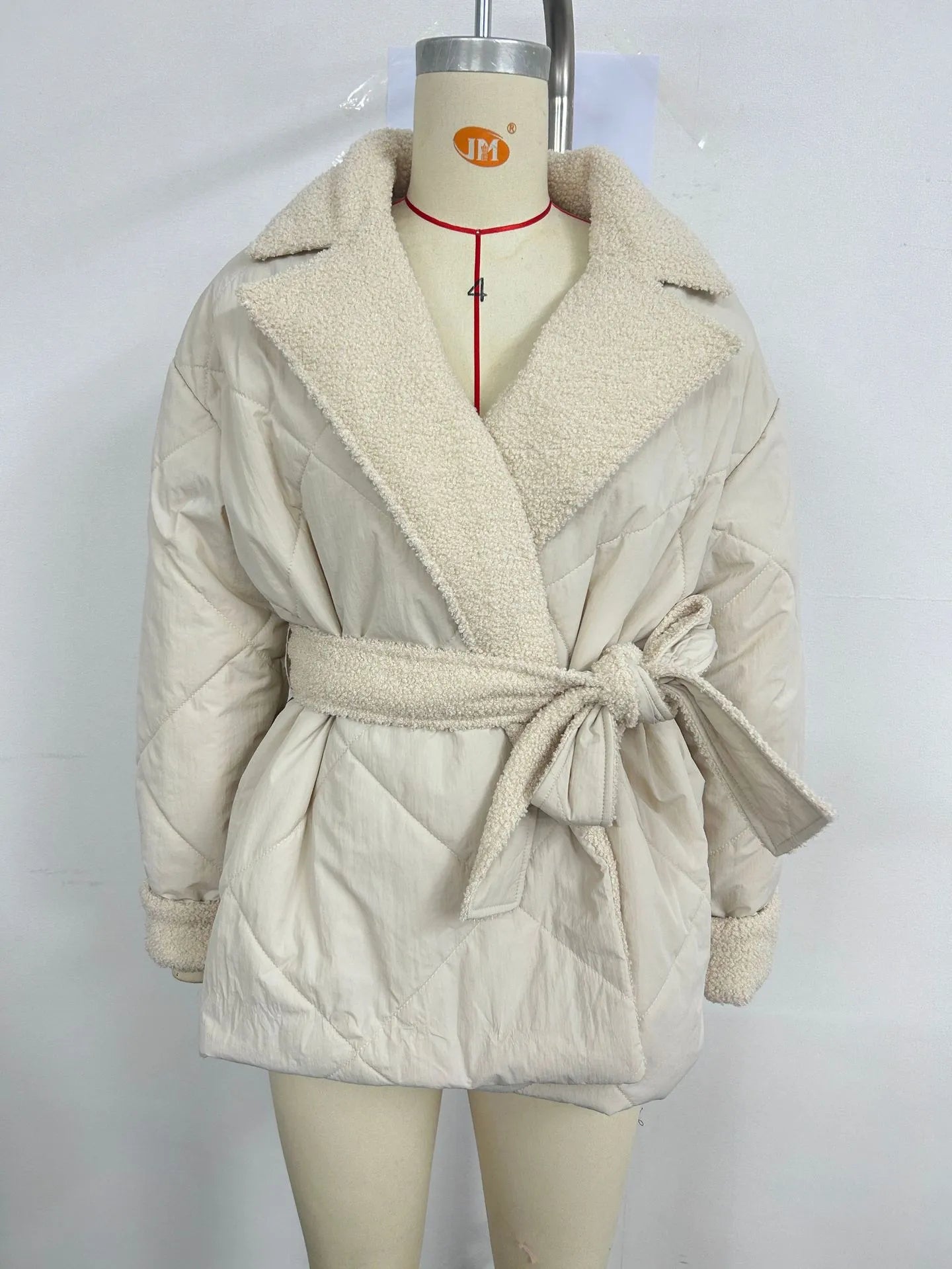 Lapel Faux Fur Waist-Tied Coat