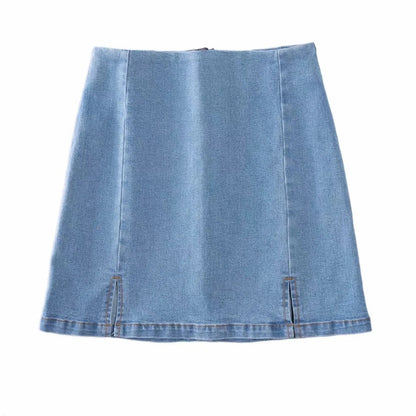 Slit Denim Skirt