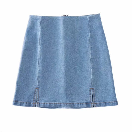 Slit Denim Skirt