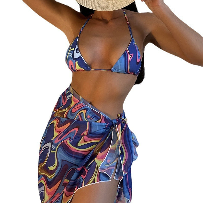 Printed Colors Lace-up Bikini
