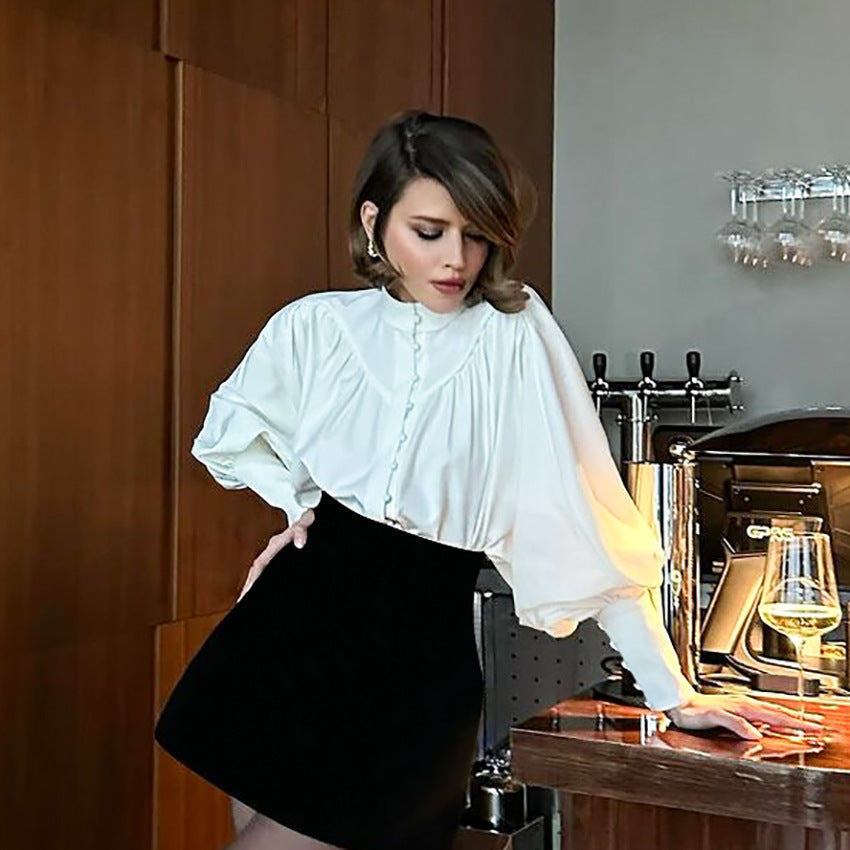 Puff Sleeve Pleated Shirt