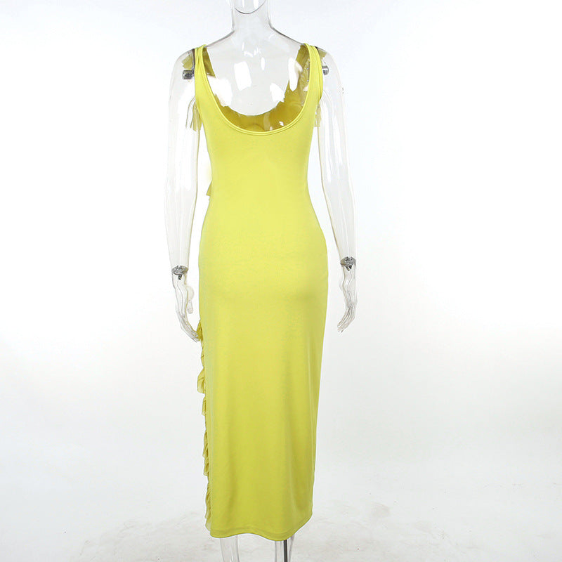 Fluttering Straps V-Neck Dress