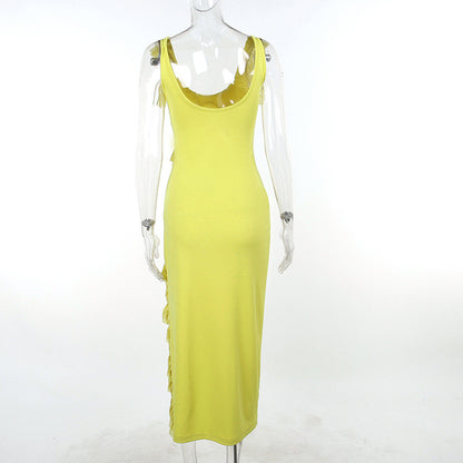 Fluttering Straps V-Neck Dress
