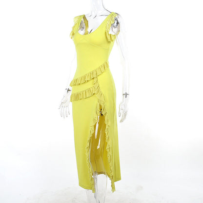 Fluttering Straps V-Neck Dress