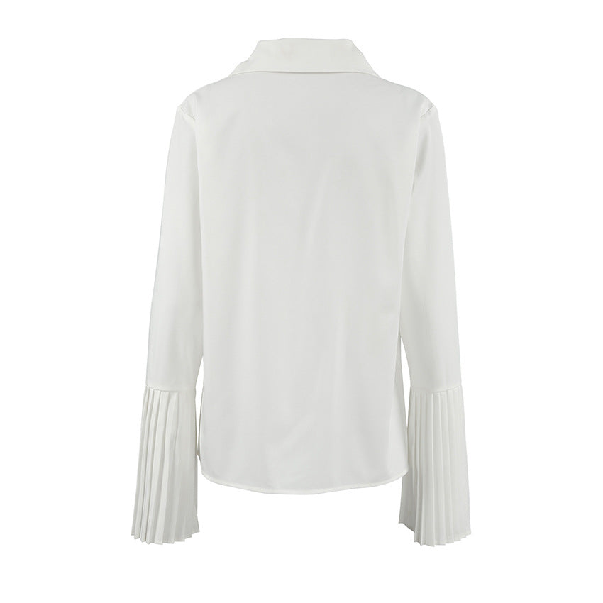 Pleated Sleeve Hollow-out Top