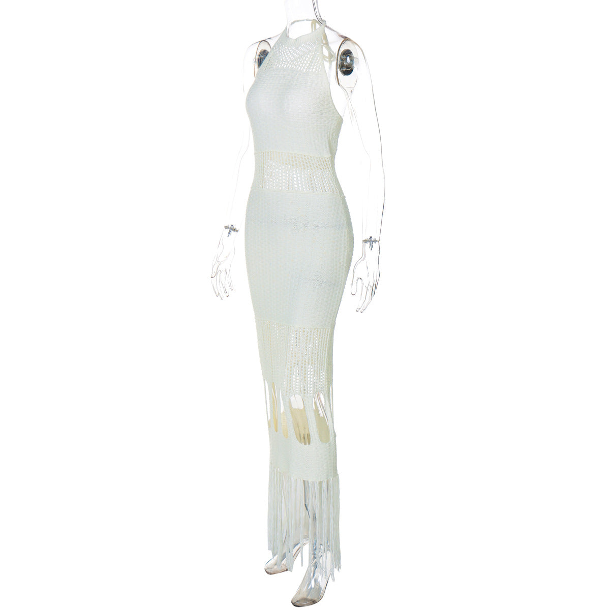 Knitted Tassel Hollow Dress