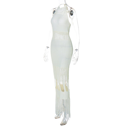 Knitted Tassel Hollow Dress